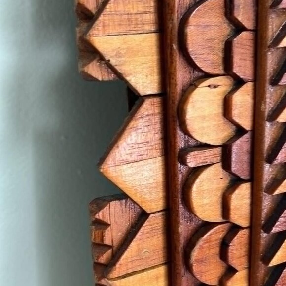 Antique Tramp Art Double Picture Frame Handmade Folk Art Cigar Boxes 28.5" Rusti - Picture 8 of 15